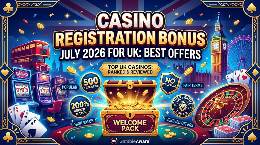 Casino Registration Bonus July 2026 for UK Best Offers